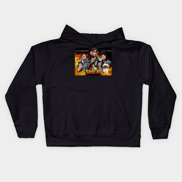 Sholay Artwork Kids Hoodie by SAN ART STUDIO 